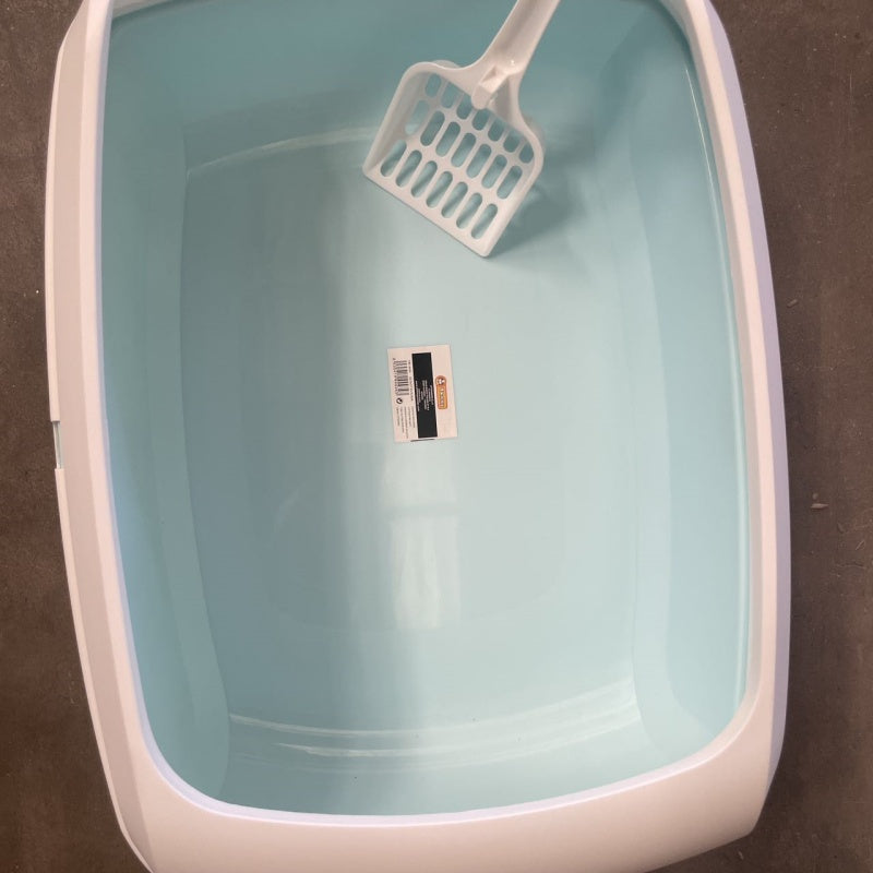 KFX-8231229 Semi-Enclosed Cat Litter Box with Privacy Shield for Easy Cleaning and Odor Control