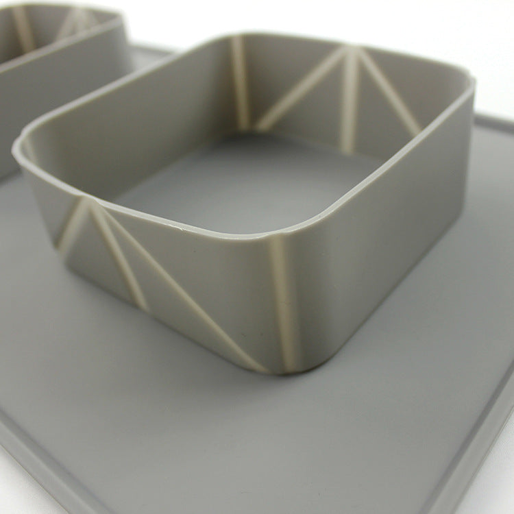 KFX-8231741 Folding Silicone Pet Bowl for Dogs and Cats - Mint Green & Gray, Portable with Storage Bag