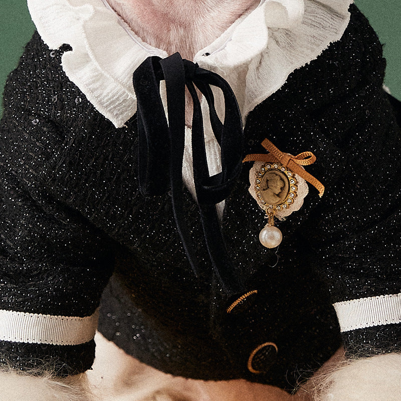 KFX-8232125 Casual Black Polyester Jacket for Small to Medium Dogs, Ideal for Pomeranians and Schnauzers