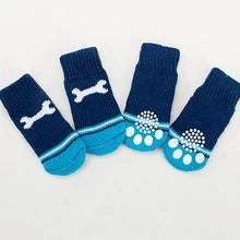 KFX-8232381 Cozy Cotton Pet Socks with Paw Print Design - 4 Pack for Indoor Use