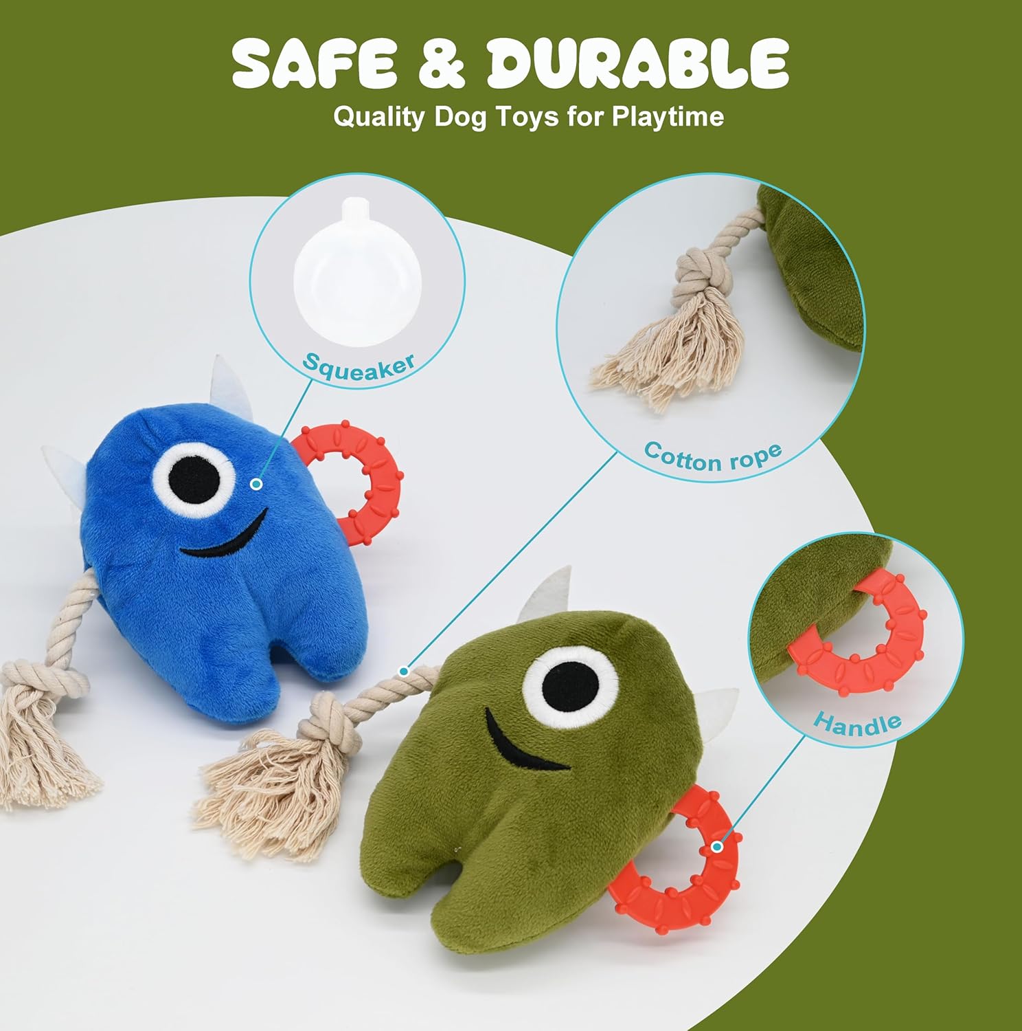 KFX-8233021 Durable Plush and Rope Dog Chew Toy for Interactive Play and Tugging Fun