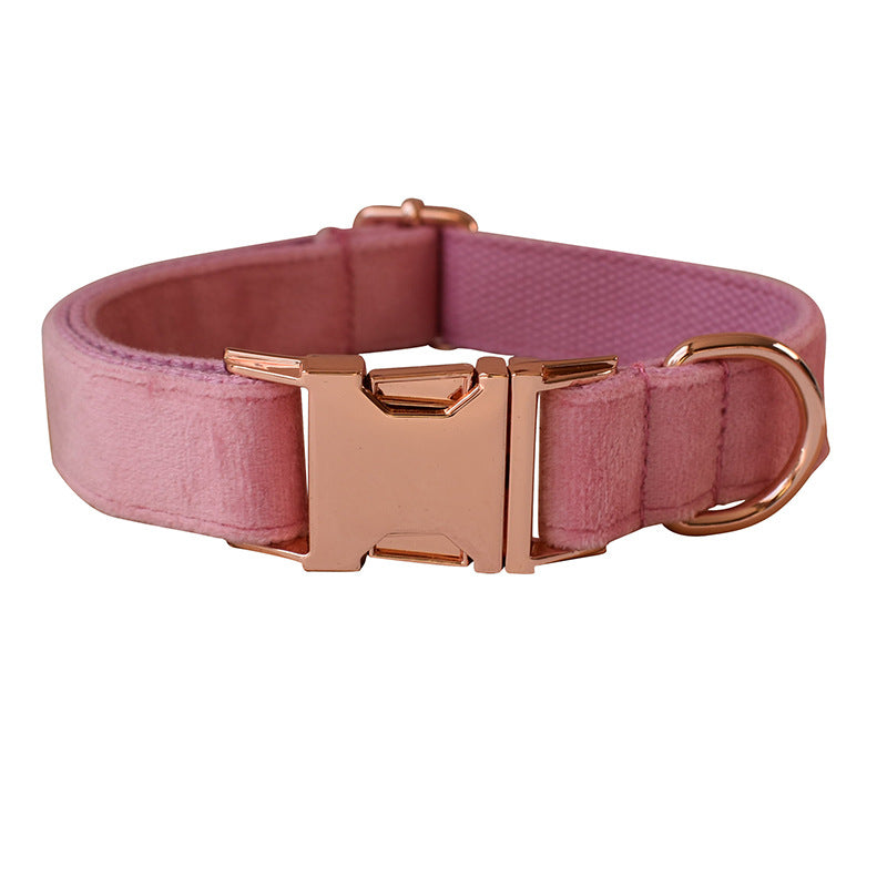 KFX-8233533 Double Layer Microfiber Velvet Pet Collar with Bow Tie and Leash - Available in Multiple Sizes
