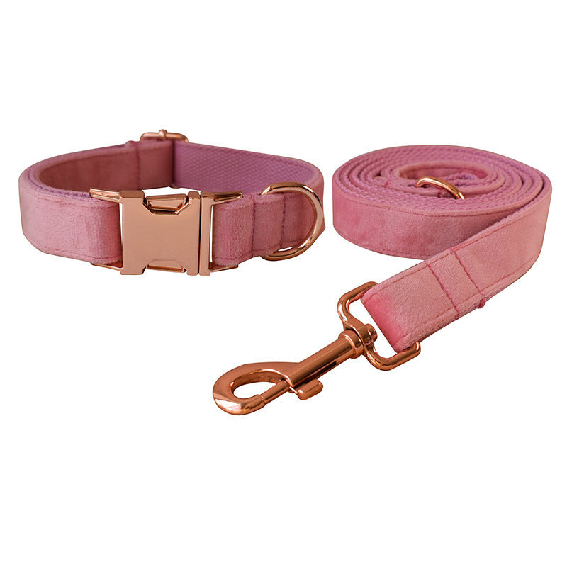 KFX-8233533 Double Layer Microfiber Velvet Pet Collar with Bow Tie and Leash - Available in Multiple Sizes