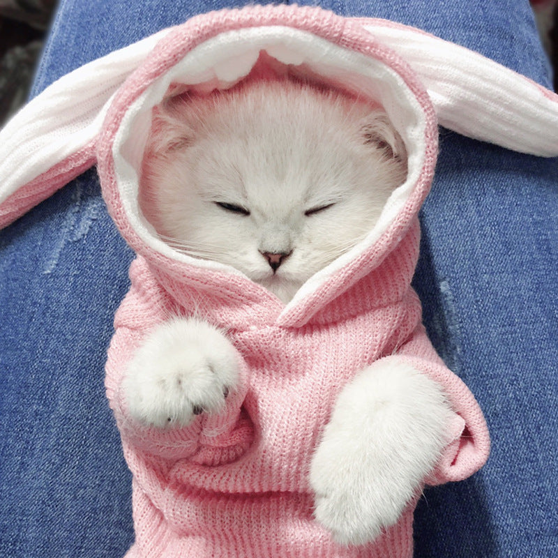 KFX-8233917 Cozy Rabbit Design Dog Sweater for Autumn and Winter, Warm Cotton Pet Coat
