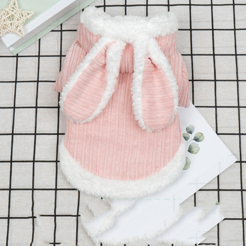 KFX-8233917 Cozy Rabbit Design Dog Sweater for Autumn and Winter, Warm Cotton Pet Coat