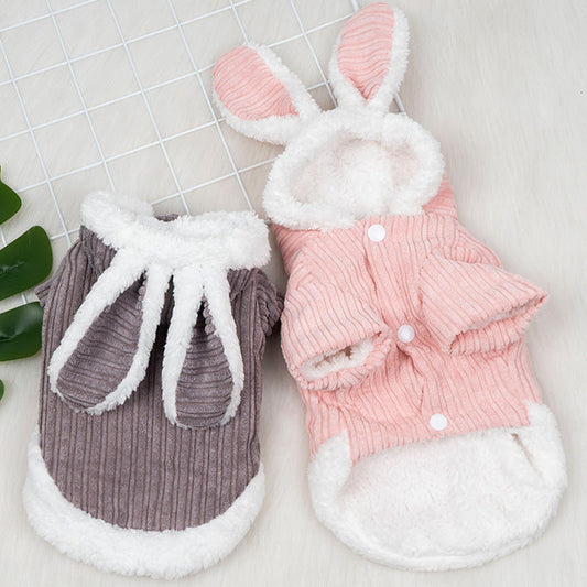 KFX-8233917 Cozy Rabbit Design Dog Sweater for Autumn and Winter, Warm Cotton Pet Coat