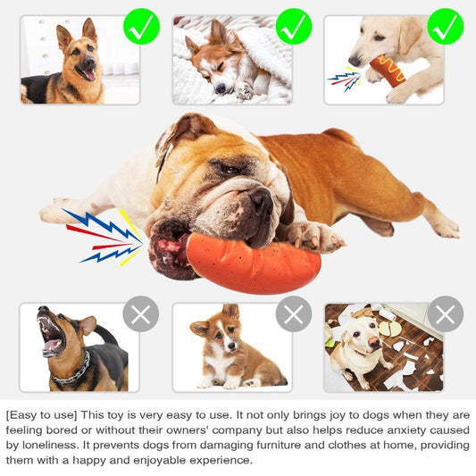 KFX-8234173 Durable Rubber Chew Toy for Aggressive Dogs - Multi-Functional Interactive Squeaky Toy for Teeth Grinding and Training
