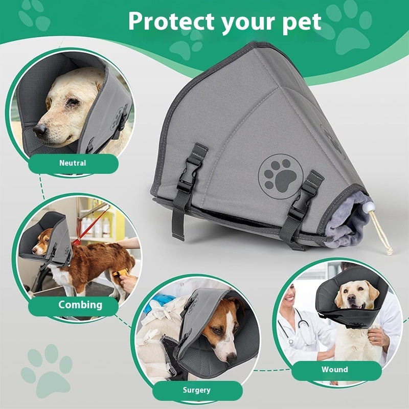 KFX-8235197 Pet Sterilization Adjustable Collar with Anti-Bite Ring, Double Layer, Casual Style, Polyester Material