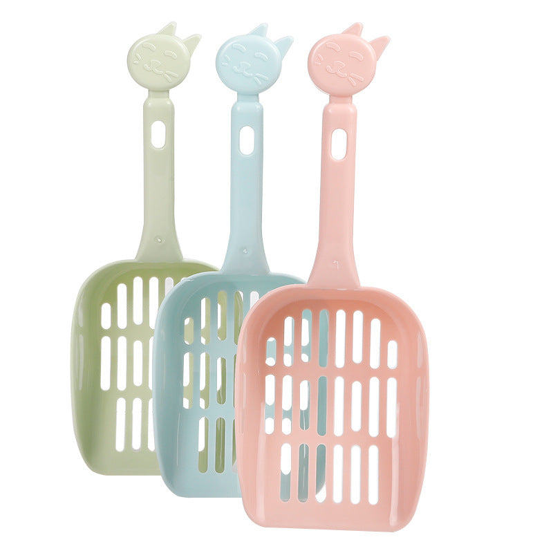 KFX-8237117 Thickened Cat Litter Shovel with Mesh Handle - Durable PP Resin, 25cm Length, Random Color