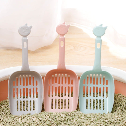 KFX-8237117 Thickened Cat Litter Shovel with Mesh Handle - Durable PP Resin, 25cm Length, Random Color