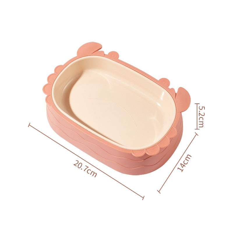 KFX-8237501 Crab-Shaped Slow Feed Double Cat Bowl - Removable Design in Gray, Pink, Green
