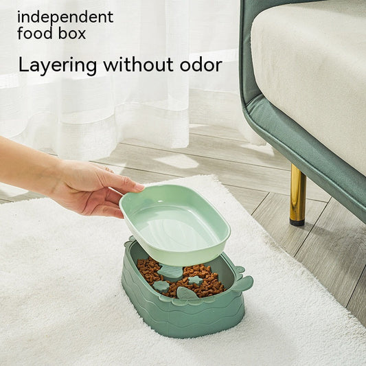KFX-8237501 Crab-Shaped Slow Feed Double Cat Bowl - Removable Design in Gray, Pink, Green