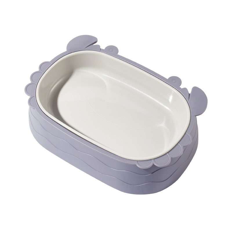 KFX-8237501 Crab-Shaped Slow Feed Double Cat Bowl - Removable Design in Gray, Pink, Green
