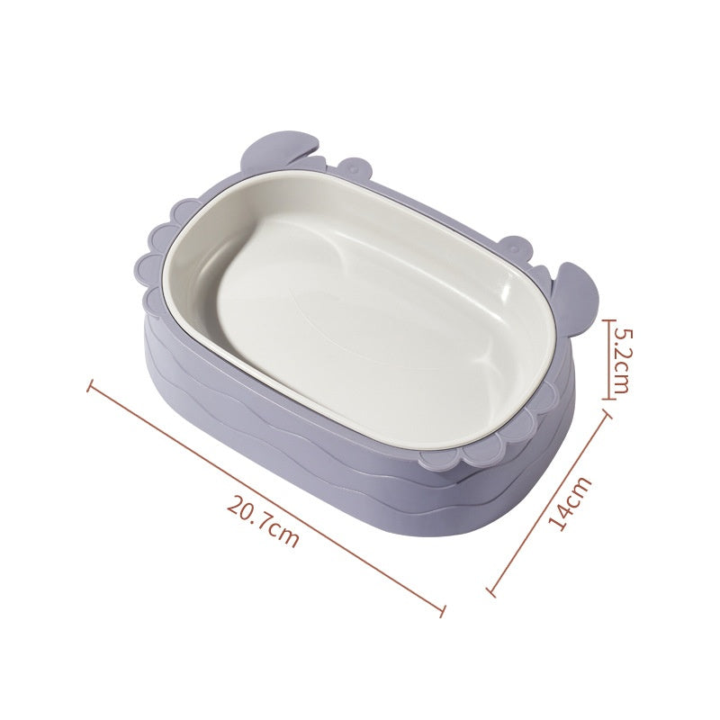 KFX-8237501 Crab-Shaped Slow Feed Double Cat Bowl - Removable Design in Gray, Pink, Green