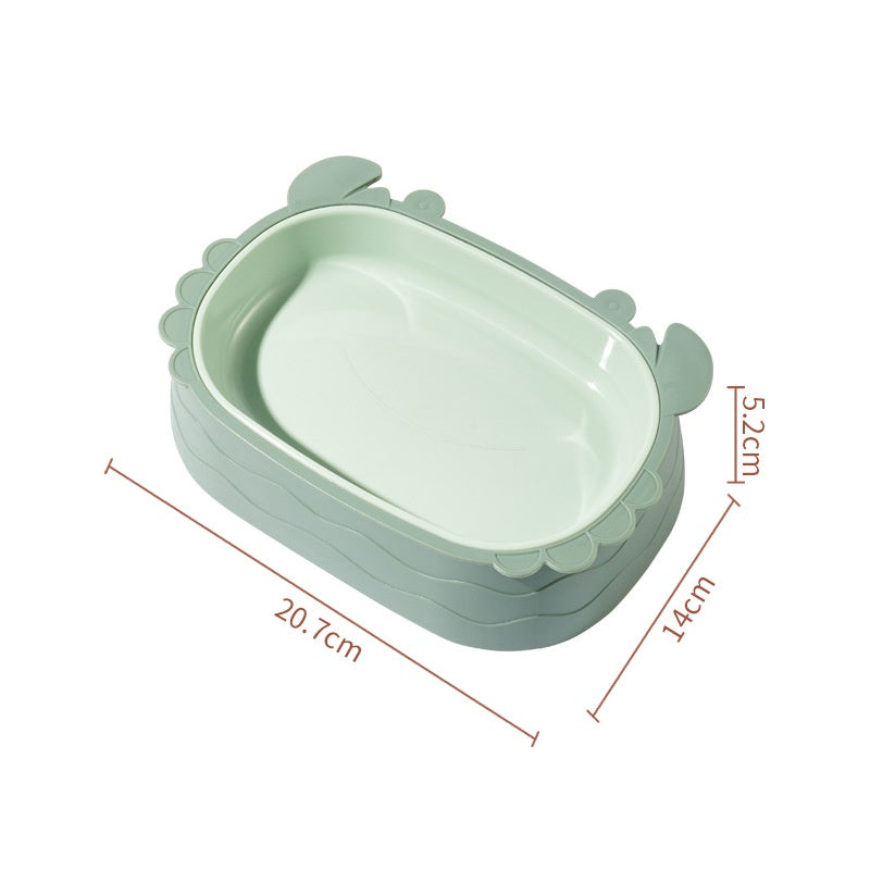 KFX-8237501 Crab-Shaped Slow Feed Double Cat Bowl - Removable Design in Gray, Pink, Green