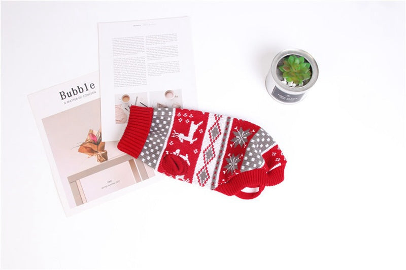 KFX-8239293 Christmas Red Reindeer Knitted Turtleneck Sweater for Dogs