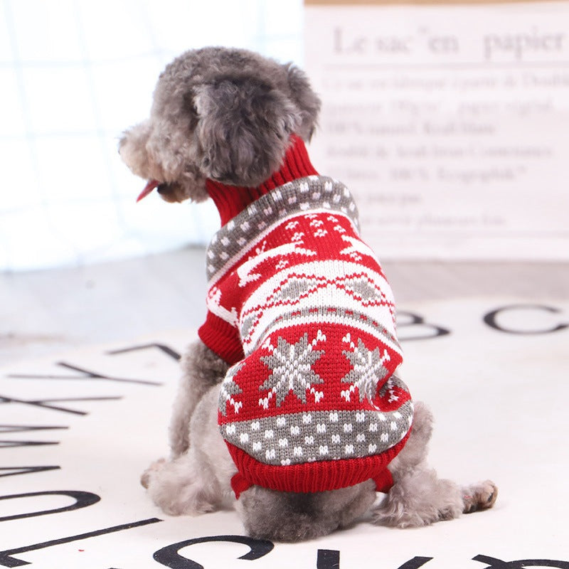 KFX-8239293 Christmas Red Reindeer Knitted Turtleneck Sweater for Dogs