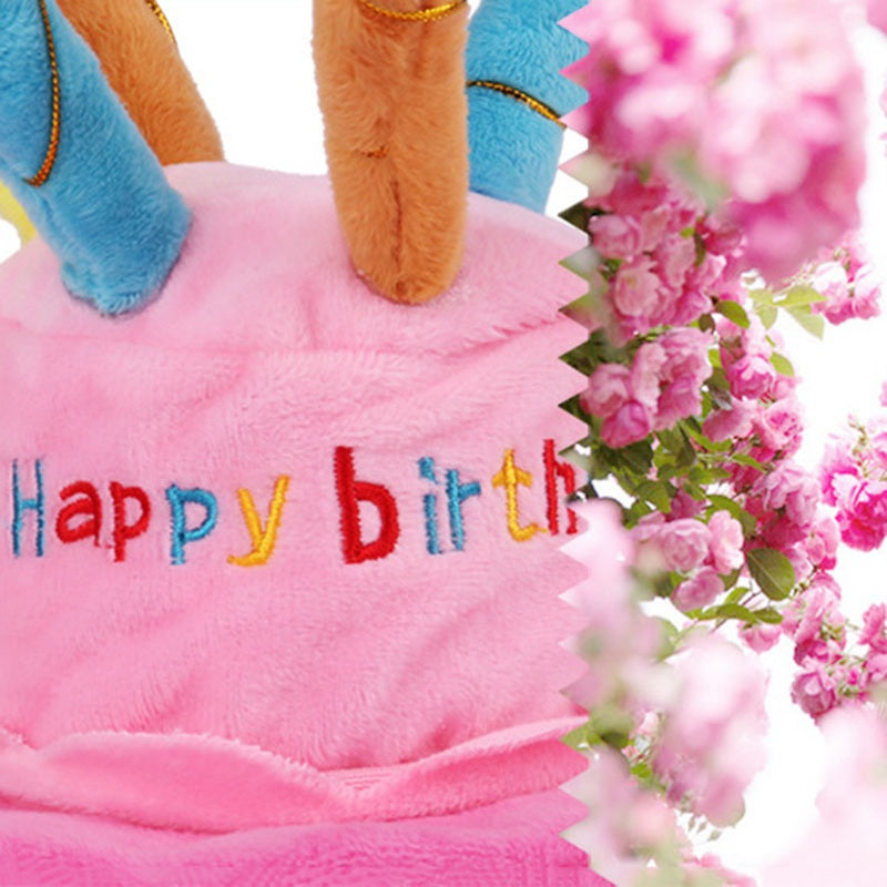 KFX-8239677 Dog Birthday Cake Hat - Adjustable Cloth Design in Blue and Pink