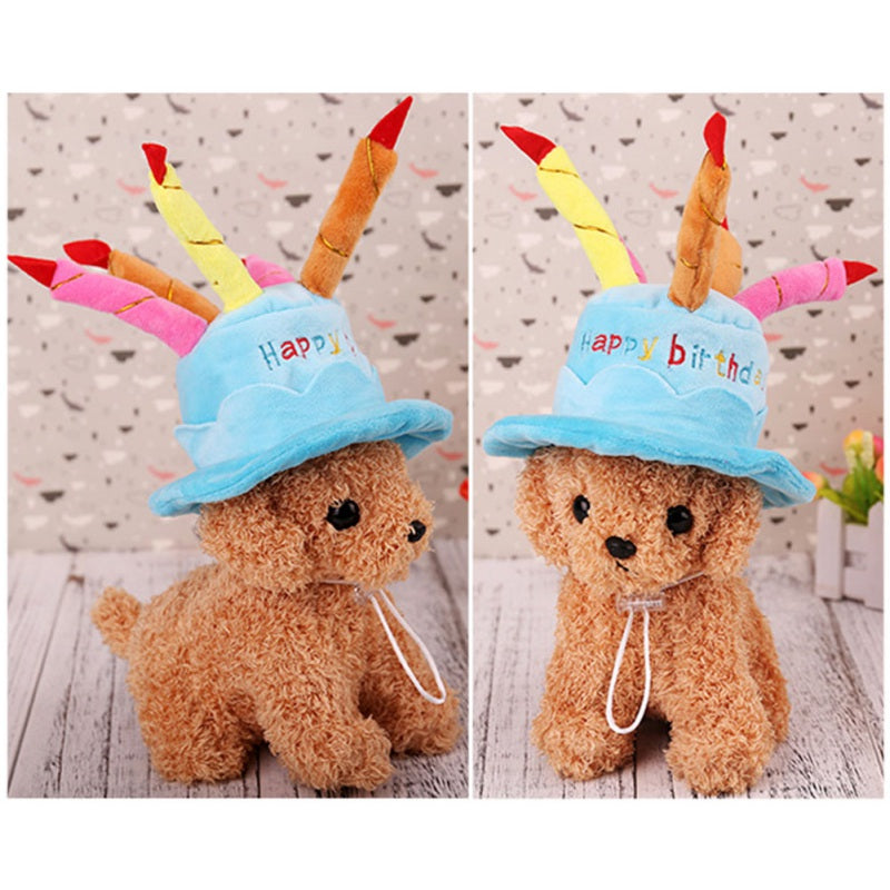 KFX-8239677 Dog Birthday Cake Hat - Adjustable Cloth Design in Blue and Pink