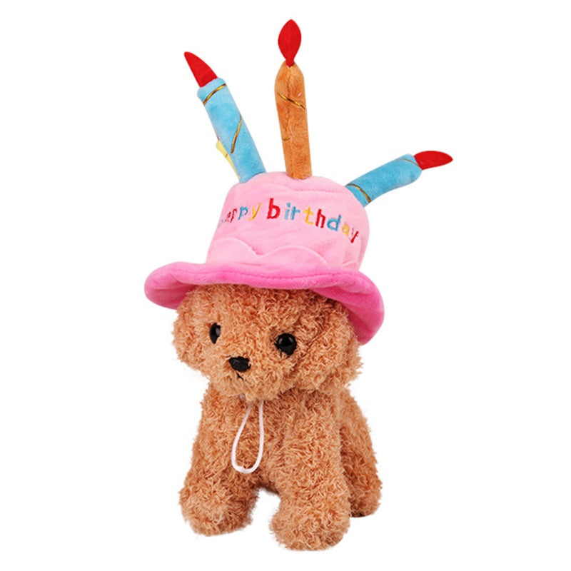 KFX-8239677 Dog Birthday Cake Hat - Adjustable Cloth Design in Blue and Pink