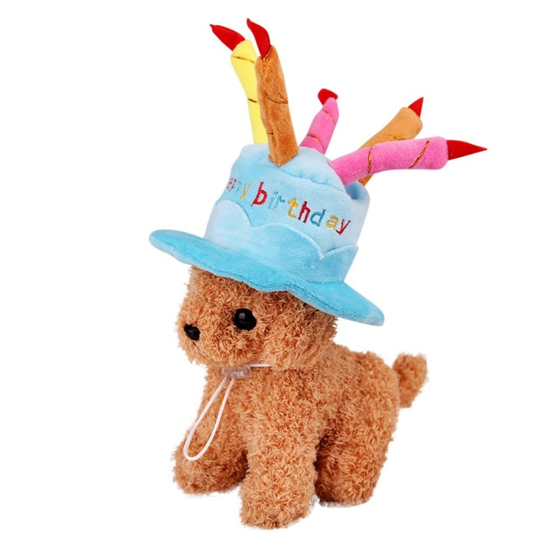 KFX-8239677 Dog Birthday Cake Hat - Adjustable Cloth Design in Blue and Pink