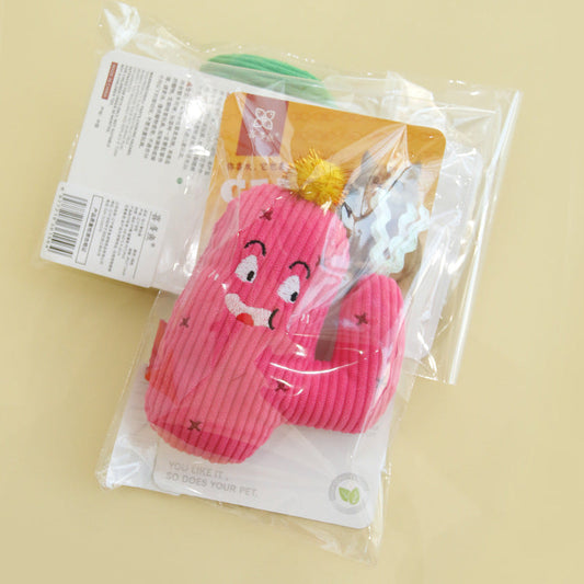 KFX-8240957 Colorful Cactus Cat Bite-Resistant Polyester Toy in Pink and Green
