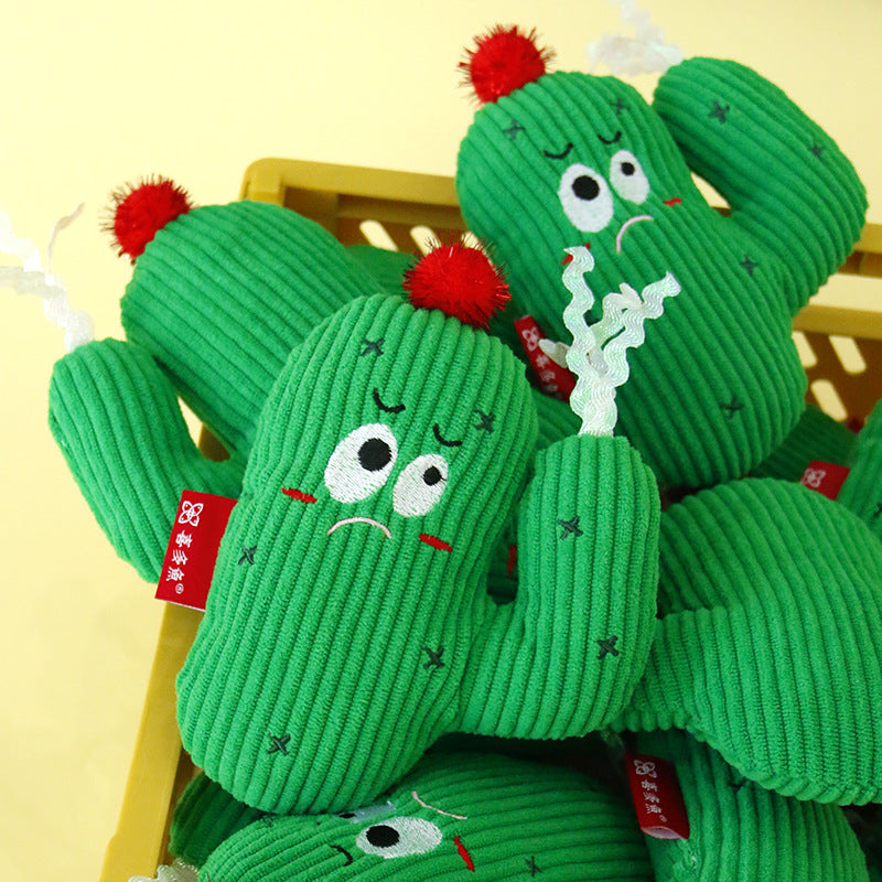 KFX-8240957 Colorful Cactus Cat Bite-Resistant Polyester Toy in Pink and Green