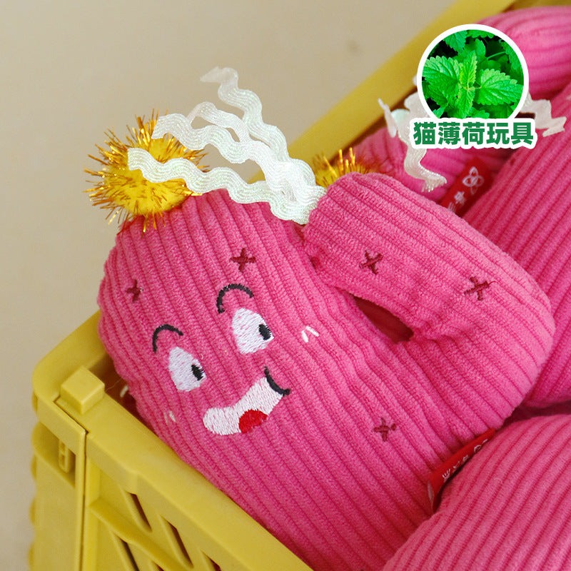 KFX-8240957 Colorful Cactus Cat Bite-Resistant Polyester Toy in Pink and Green