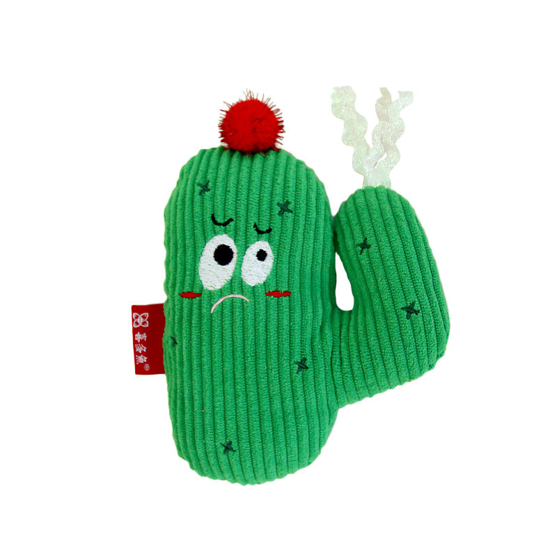 KFX-8240957 Colorful Cactus Cat Bite-Resistant Polyester Toy in Pink and Green