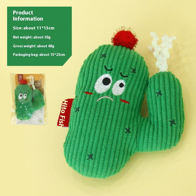 KFX-8240957 Colorful Cactus Cat Bite-Resistant Polyester Toy in Pink and Green