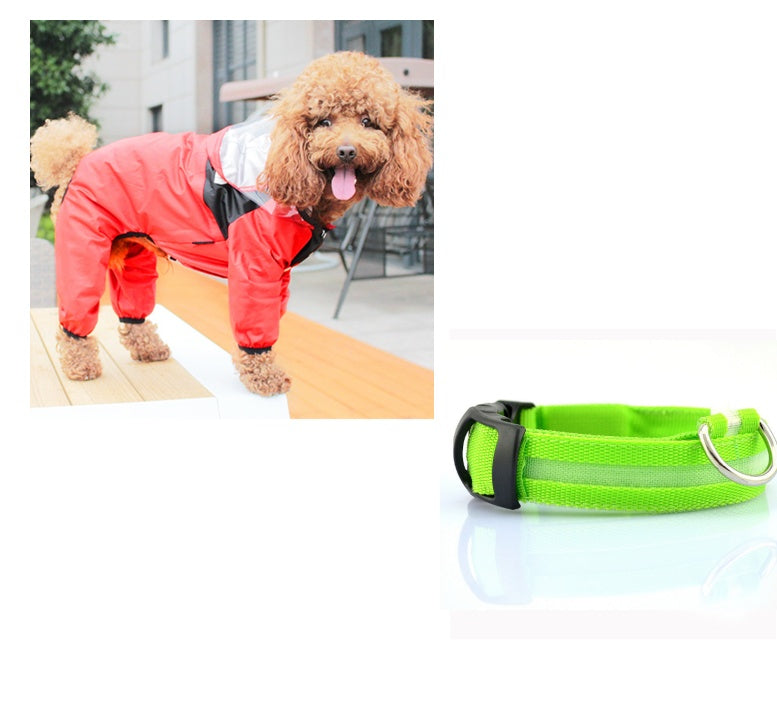 KFX-8241853 Lightweight Waterproof Pet Poncho with Reflective Fiber Optic Lights for Dogs