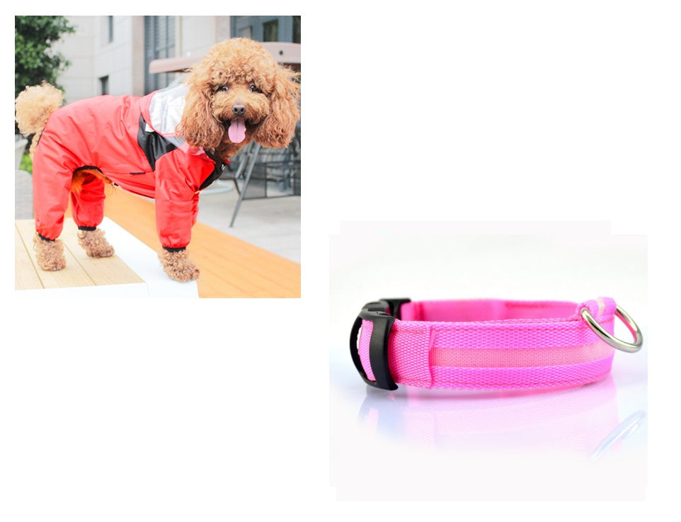 KFX-8241853 Lightweight Waterproof Pet Poncho with Reflective Fiber Optic Lights for Dogs