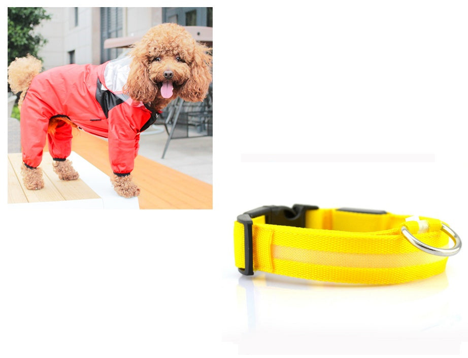 KFX-8241853 Lightweight Waterproof Pet Poncho with Reflective Fiber Optic Lights for Dogs