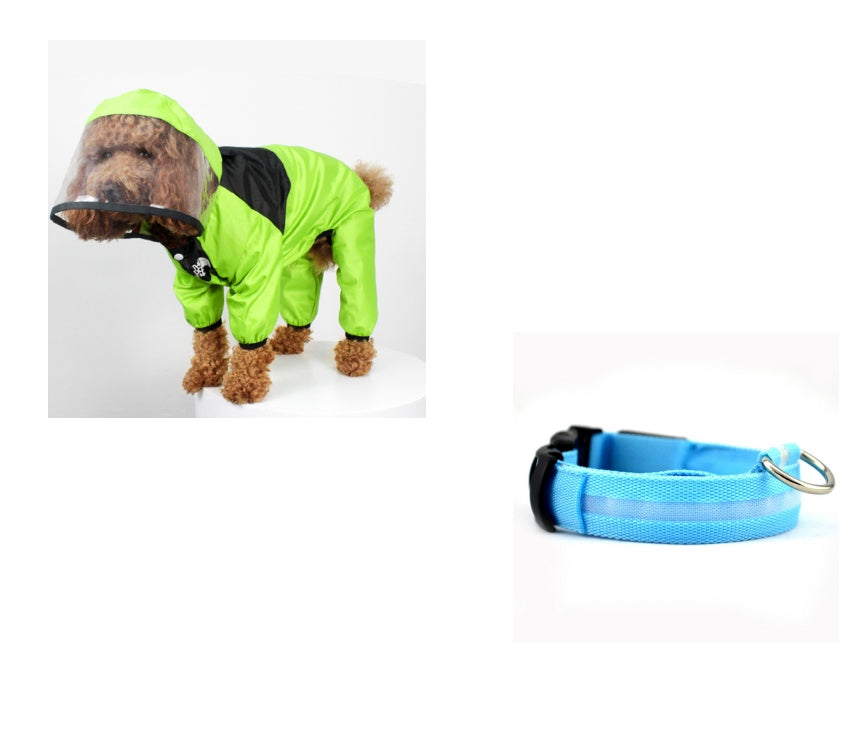 KFX-8241853 Lightweight Waterproof Pet Poncho with Reflective Fiber Optic Lights for Dogs
