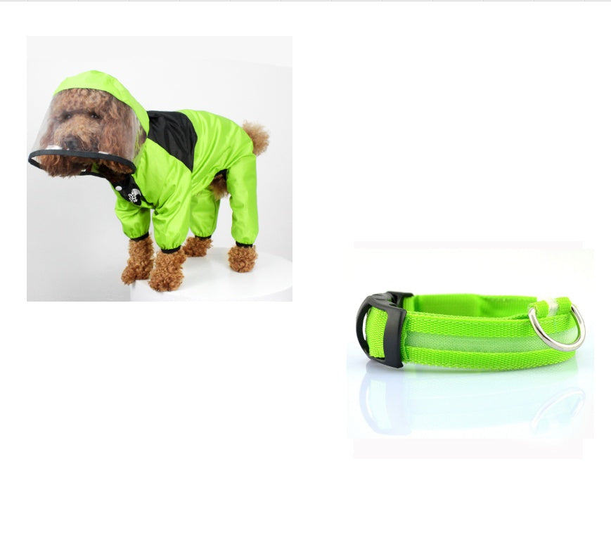 KFX-8241853 Lightweight Waterproof Pet Poncho with Reflective Fiber Optic Lights for Dogs