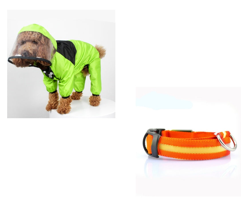 KFX-8241853 Lightweight Waterproof Pet Poncho with Reflective Fiber Optic Lights for Dogs