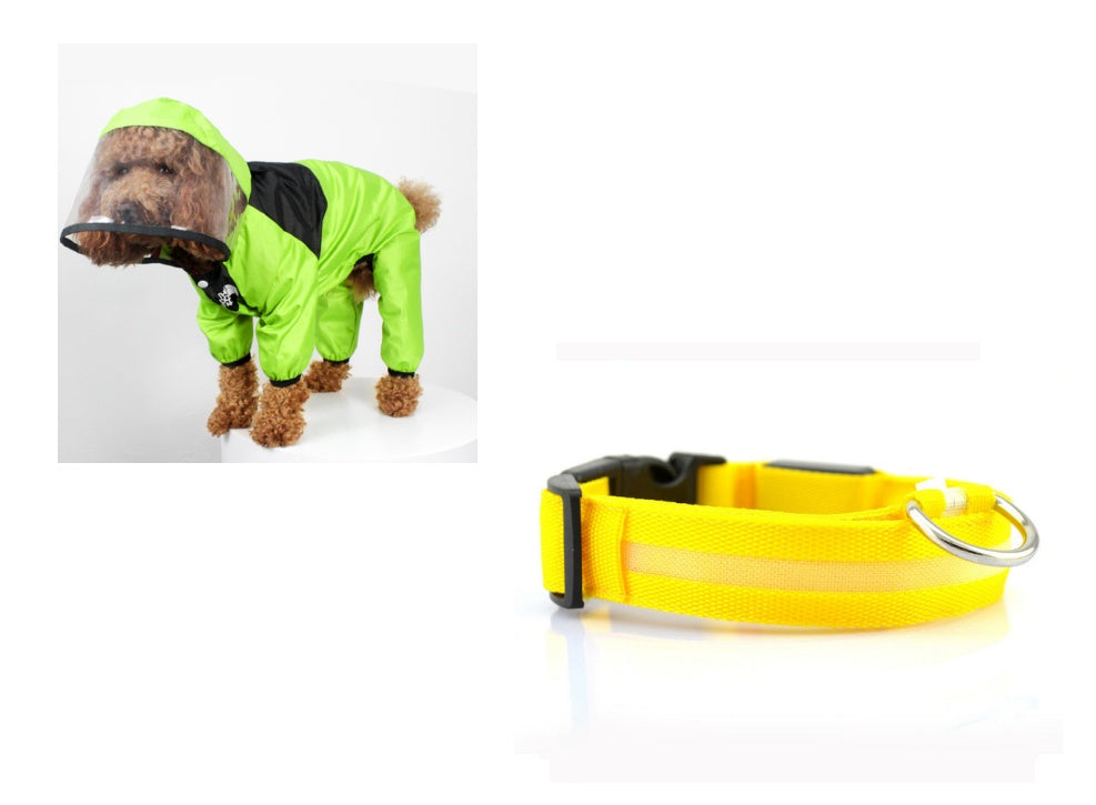 KFX-8241853 Lightweight Waterproof Pet Poncho with Reflective Fiber Optic Lights for Dogs