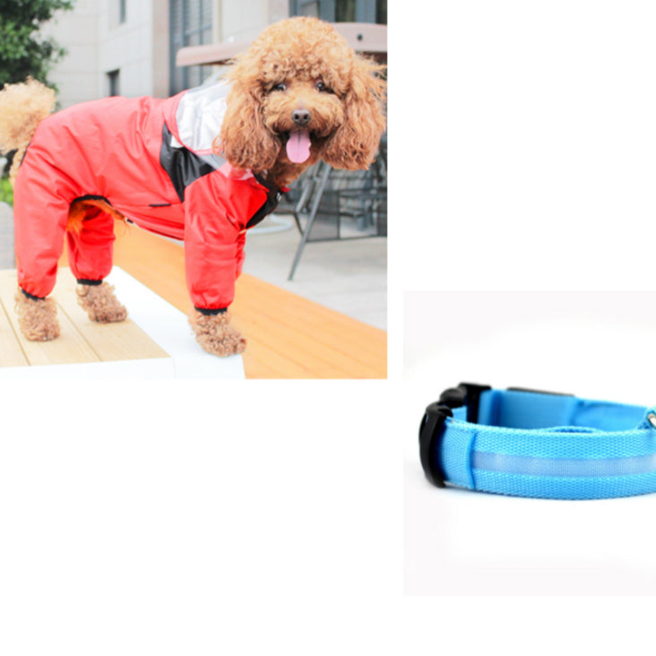 KFX-8241853 Lightweight Waterproof Pet Poncho with Reflective Fiber Optic Lights for Dogs