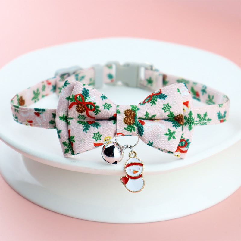 KFX-8243261 Christmas Floral Pattern Pet Collar with Bow Options - Various Designs Available