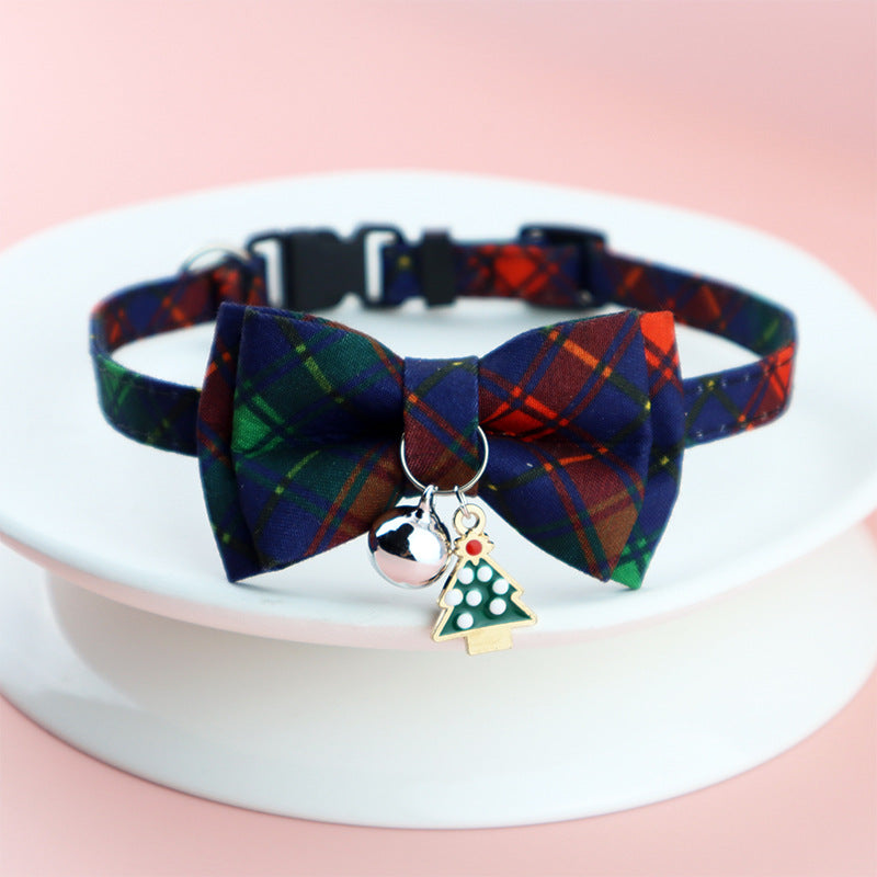 KFX-8243261 Christmas Floral Pattern Pet Collar with Bow Options - Various Designs Available