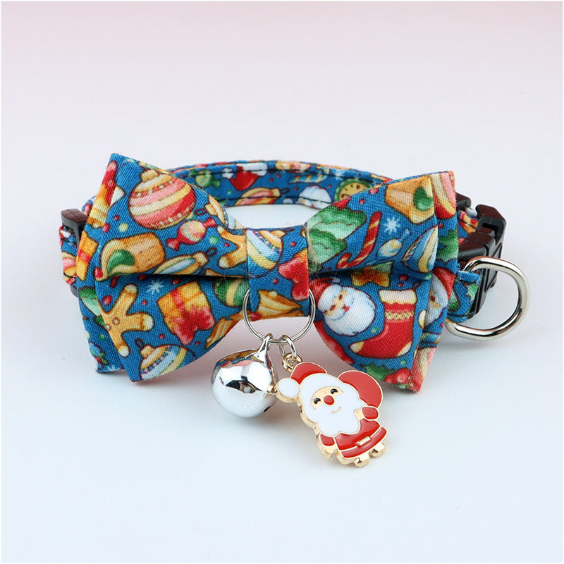 KFX-8243261 Christmas Floral Pattern Pet Collar with Bow Options - Various Designs Available