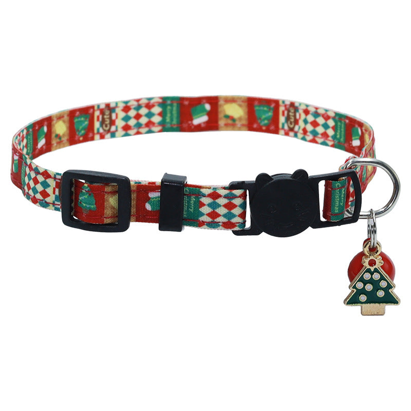 KFX-8243261 Christmas Floral Pattern Pet Collar with Bow Options - Various Designs Available