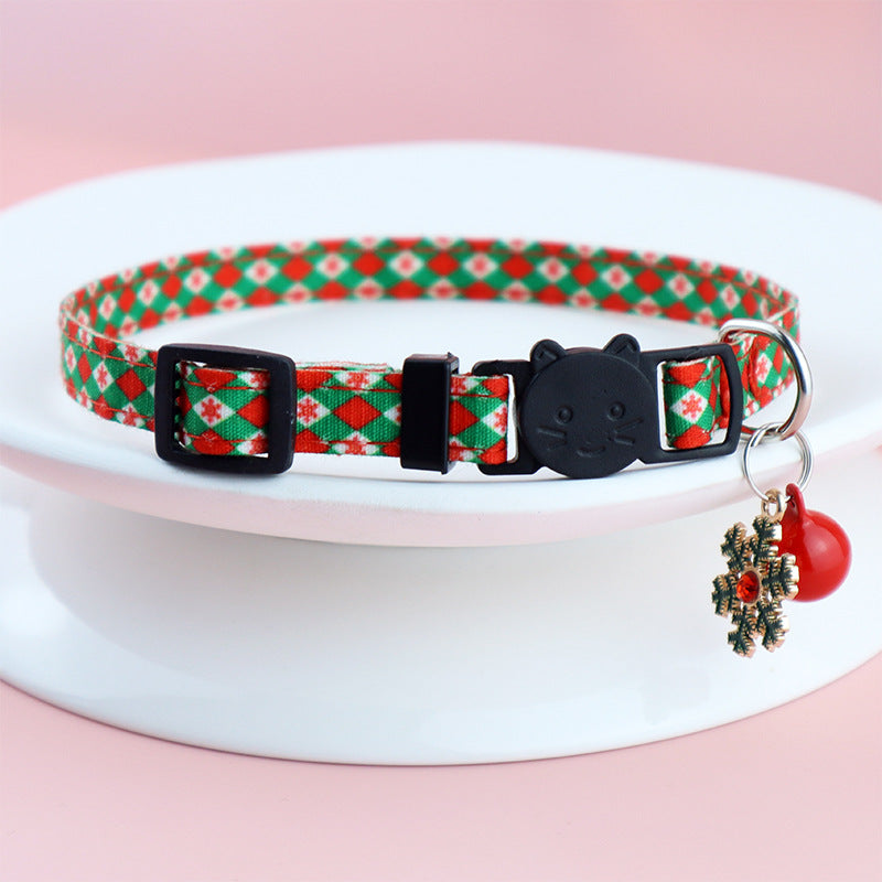 KFX-8243261 Christmas Floral Pattern Pet Collar with Bow Options - Various Designs Available