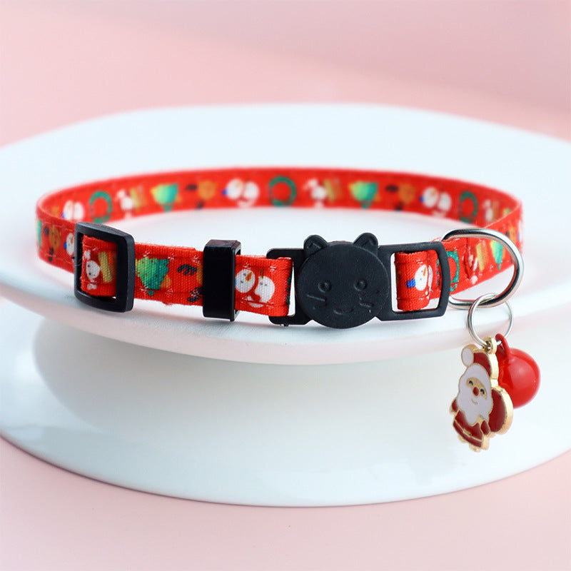 KFX-8243261 Christmas Floral Pattern Pet Collar with Bow Options - Various Designs Available