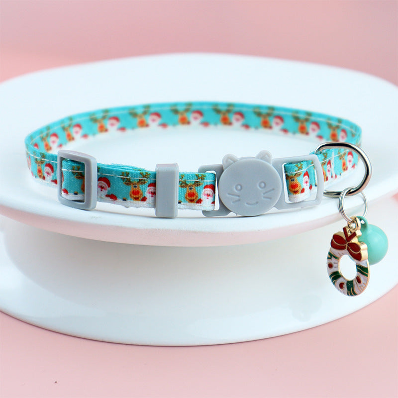 KFX-8243261 Christmas Floral Pattern Pet Collar with Bow Options - Various Designs Available