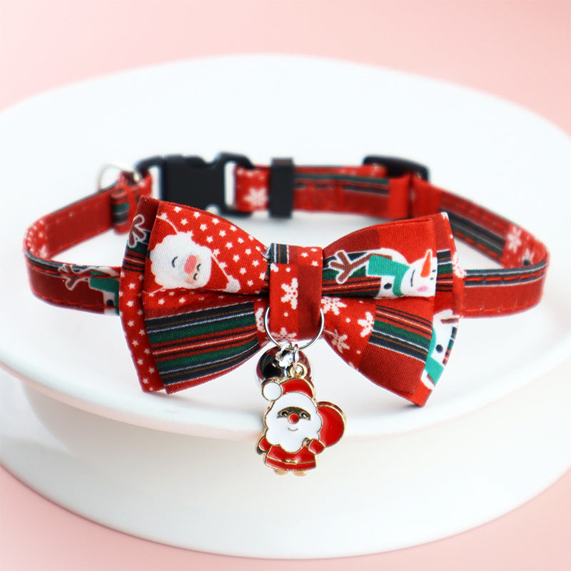 KFX-8243261 Christmas Floral Pattern Pet Collar with Bow Options - Various Designs Available