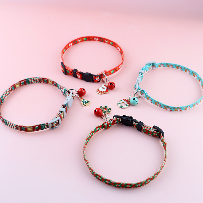 KFX-8243261 Christmas Floral Pattern Pet Collar with Bow Options - Various Designs Available