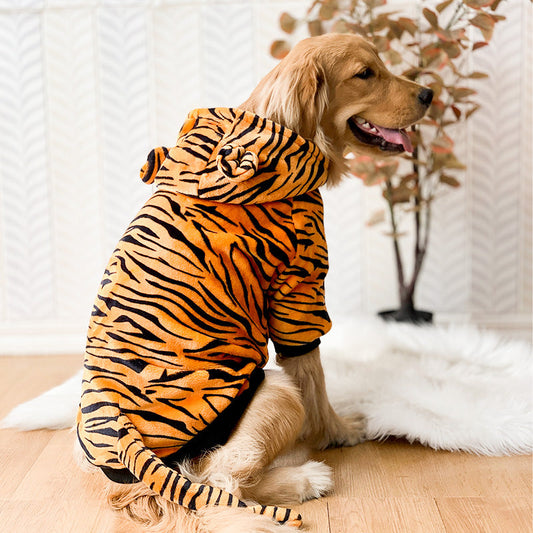 KFX-8245053 Golden Retriever Autumn & Winter Tiger Pet Costume - Warm Polyester Clothing