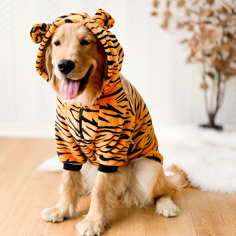 KFX-8245053 Golden Retriever Autumn & Winter Tiger Pet Costume - Warm Polyester Clothing
