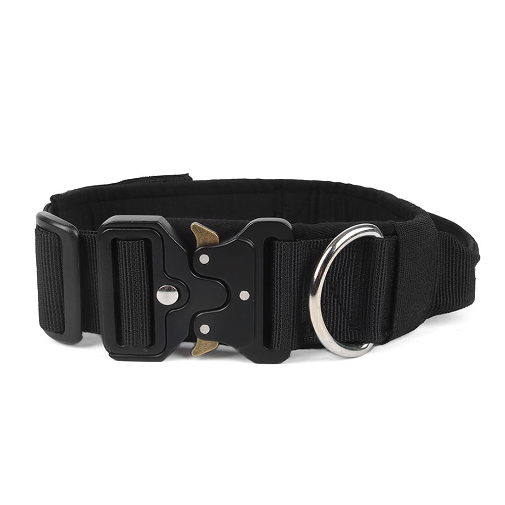 KFX-8249021 Heavy-Duty Tactical Pet Collar for Large Dogs - Adjustable Sizes in Black, Gray, Army Green, and Khaki